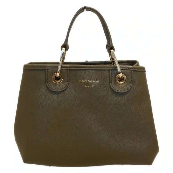 Auth EMPORIO ARMANI - Brown Synthetic Leather Tote Bag - Picture 1 of 11